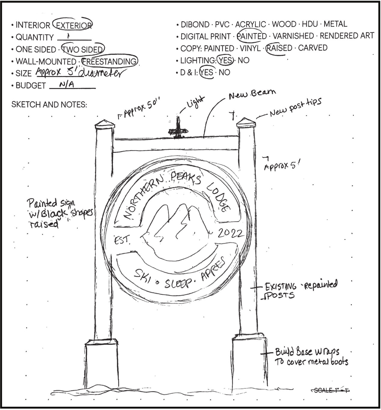 Northern Peaks Lodge rough sketch